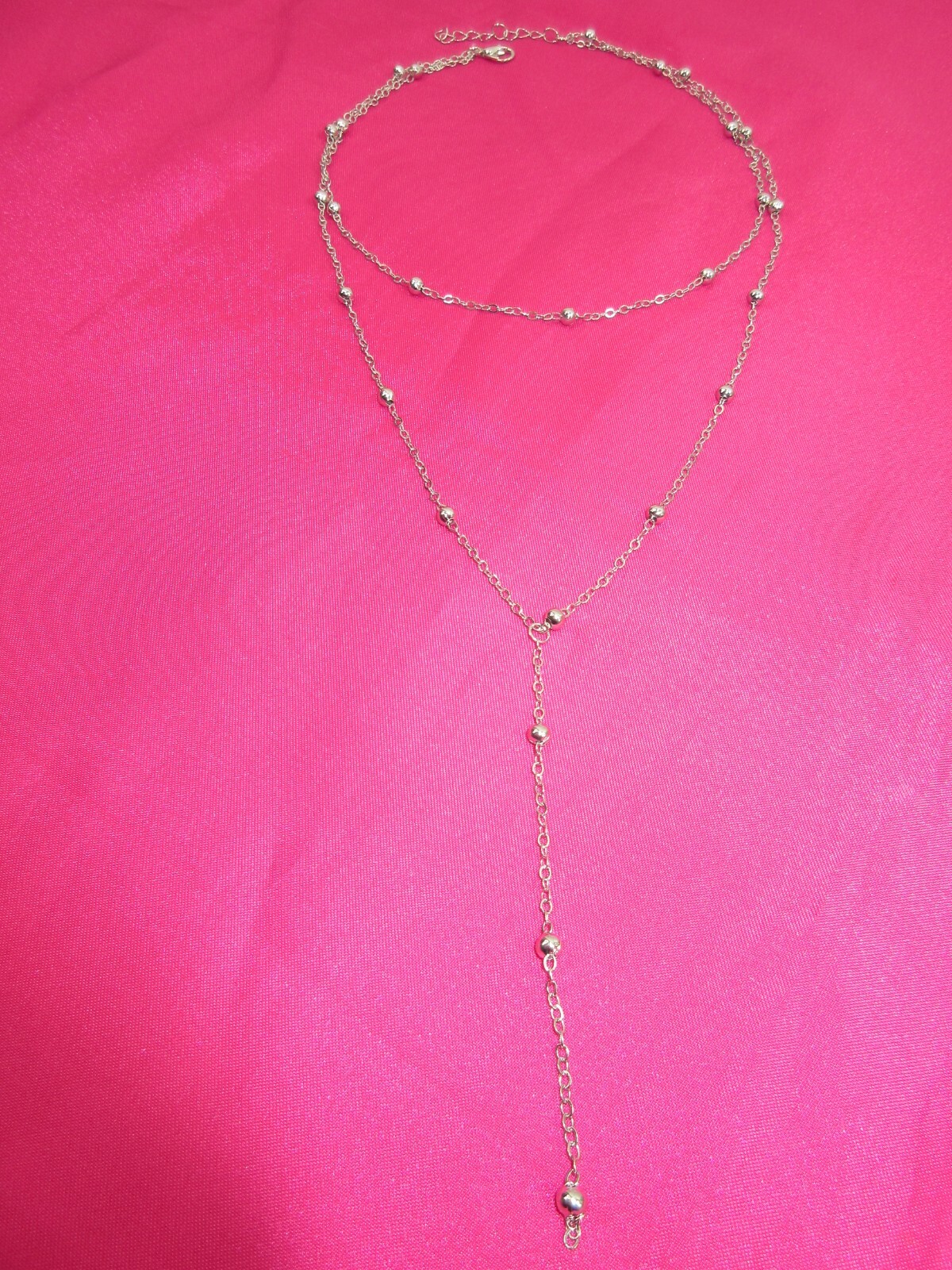 Dainty Lariat Necklace Choker Beaded Station Layered Y Drop Tassel Chain Sparkle