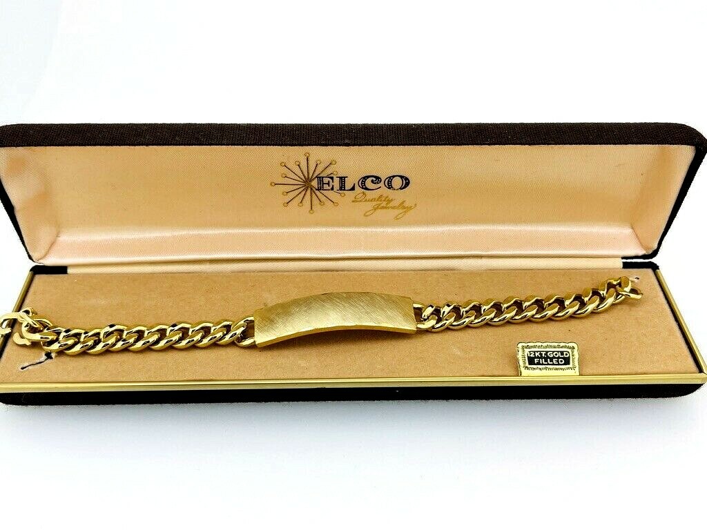Bracelet Elco ID Identification 12K Gold Filled 7.5 inches Solid Plaque
