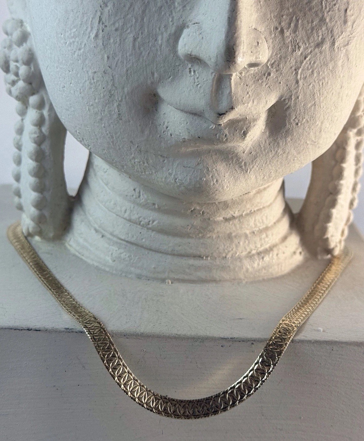 Technibond Reversible Herringbone Chain Necklace Gold Plated Sterling Silver