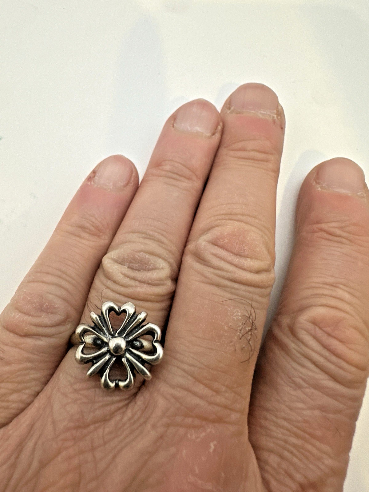 Vintage Mexico .925 Sterling Silver Heart, Clover, Ring Size 8
