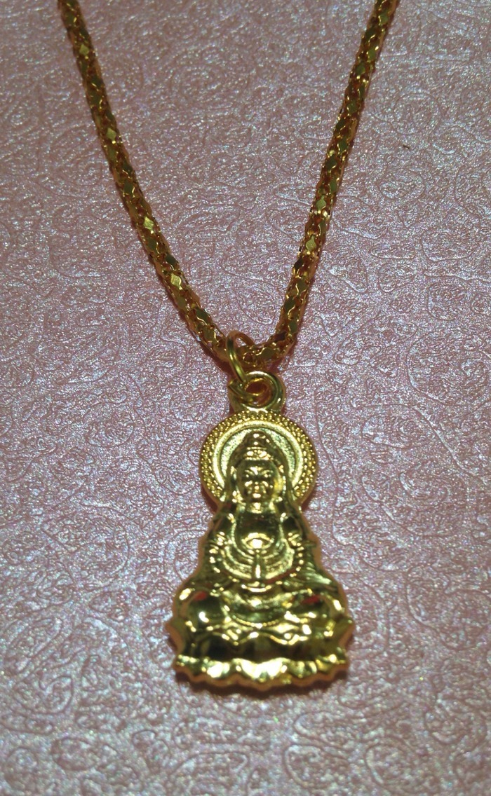 Good Luck Protection Kwan Yin Buddha Gold Color Pendant Chain FREE SHIPPING!