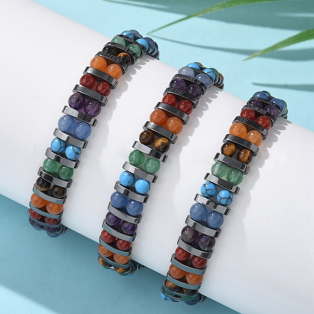 Natural Energy Healing Gemstone Hematite Adjustable Braided Bead Tiger Eye T40