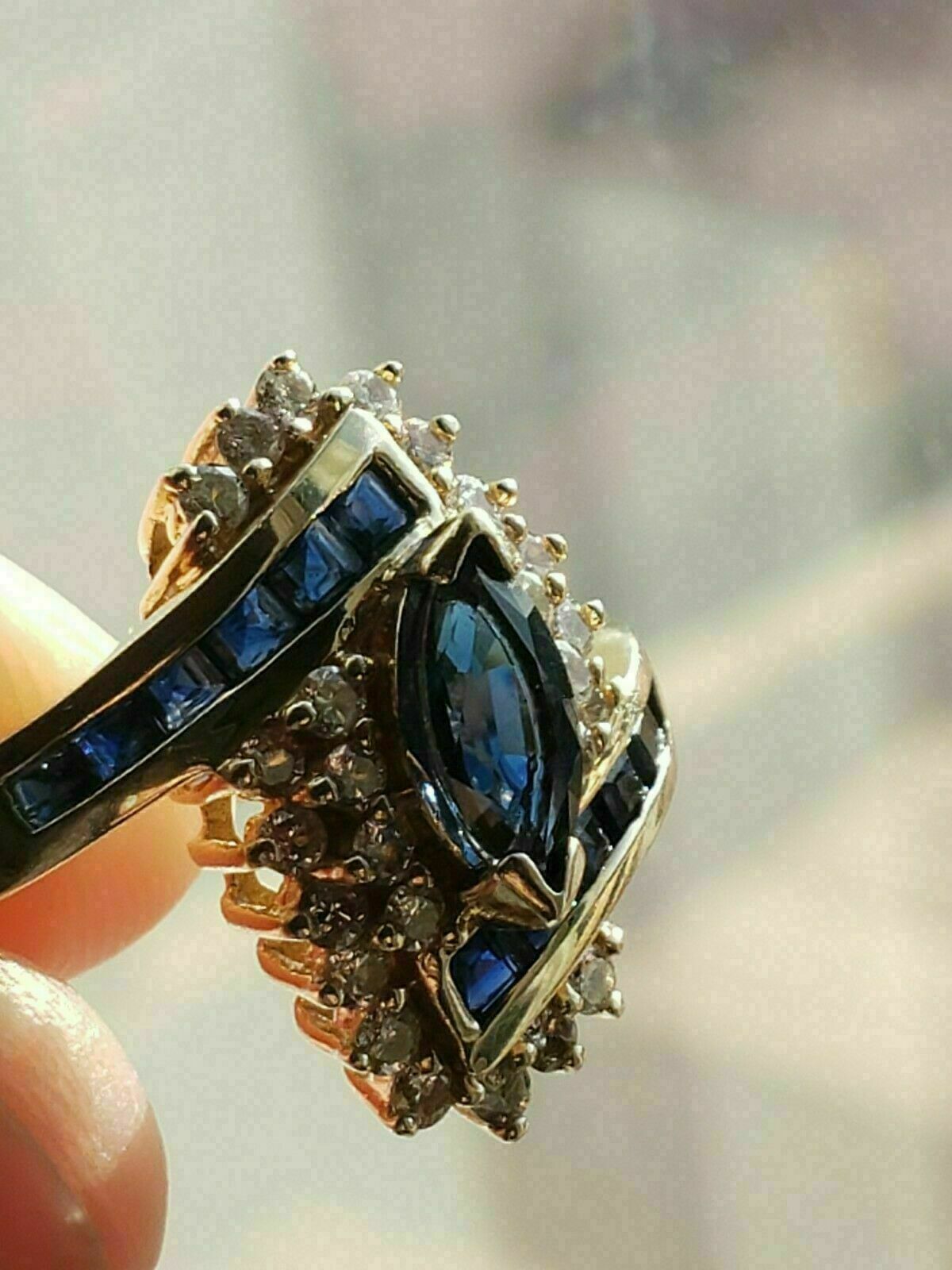 2.5Ct Marquise Cut Lab-Created Sapphire Engagement Ring 14K Yellow Gold Finish