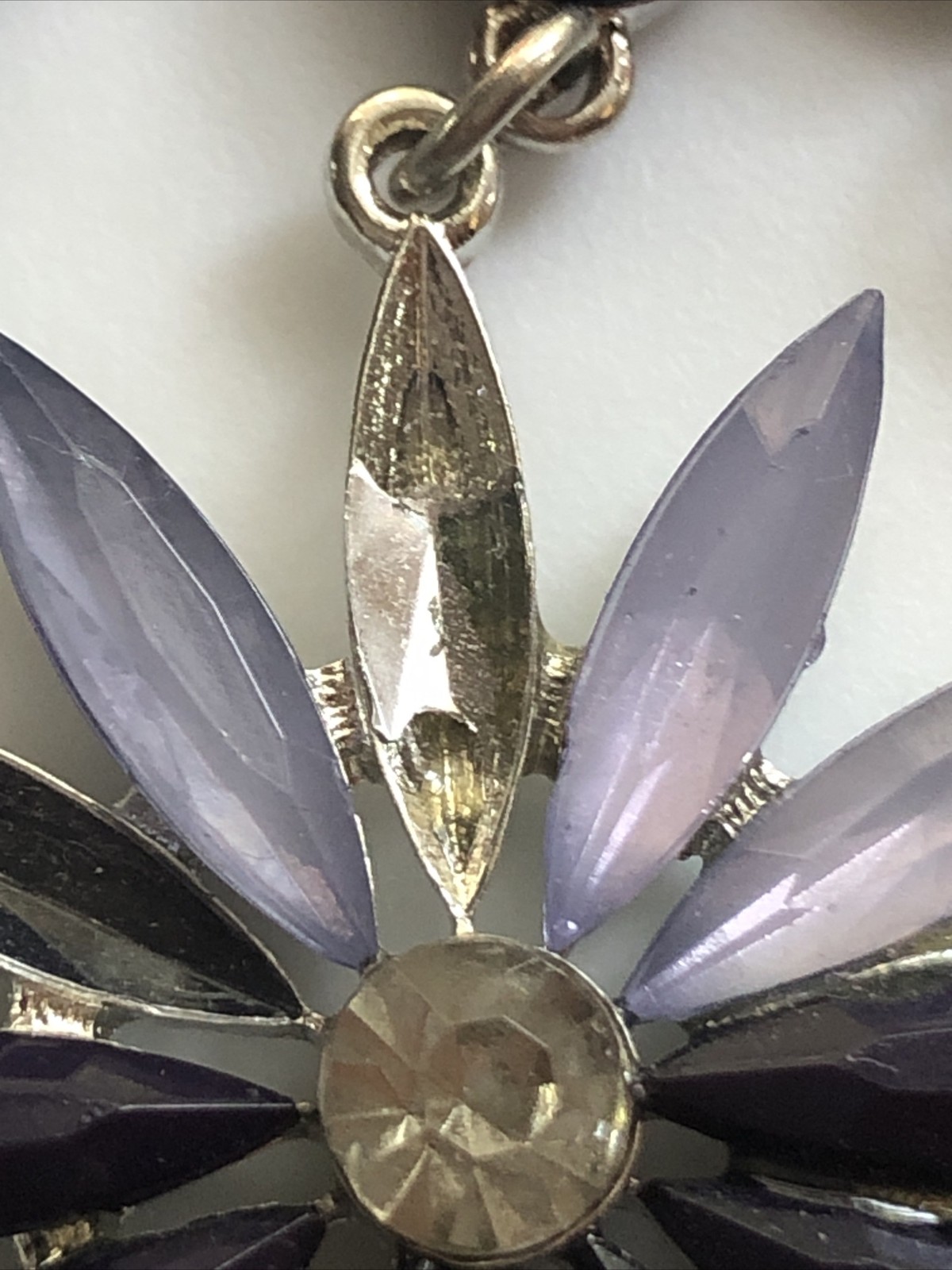New York & Co Statement Jeweled necklace WITH FLAW Preowned Blue And Purple