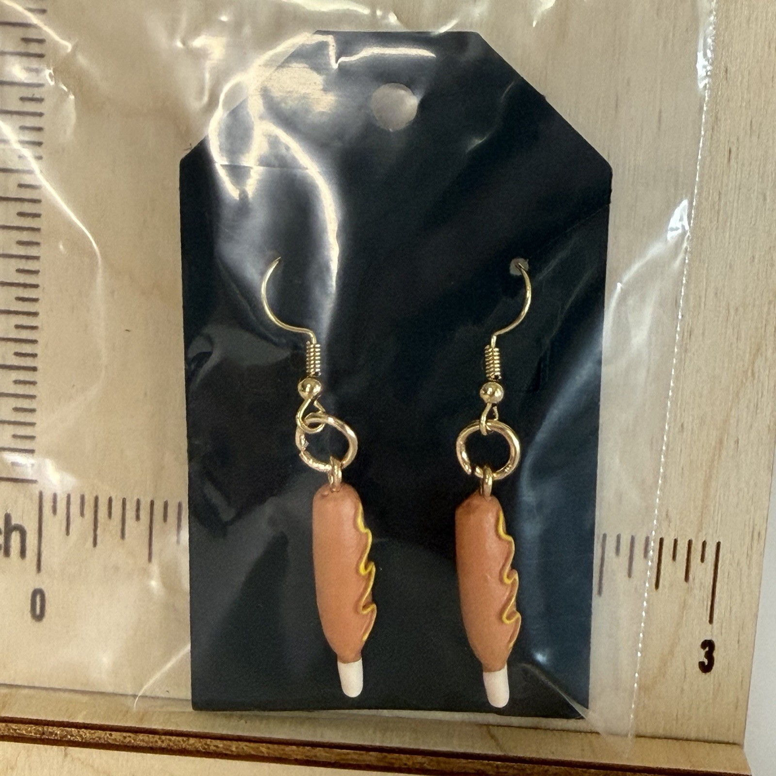 Corn Dog Earrings – Fair Earrings – Food Earrings – Mustard