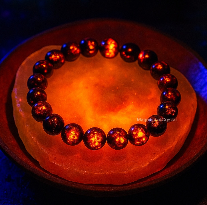 Natural Yooperlite Stone Bracelet UV Reactive Flame Gemstone Stretch Jewelry