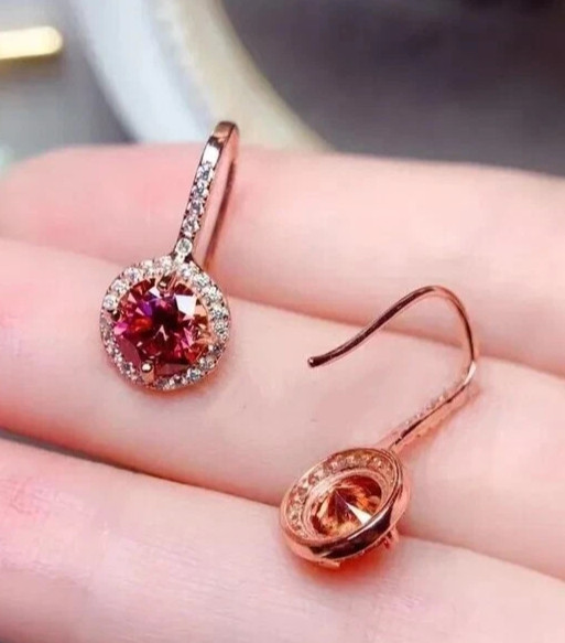 4.00 Ct Certified Pink Diamond Solitaire Earrings, Great Sparkle & Bling-VIDEO