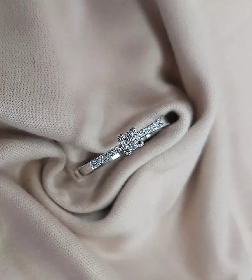 Engagement Ring Round 0.25 Carat Solitaire Moissanite 14k White Gold