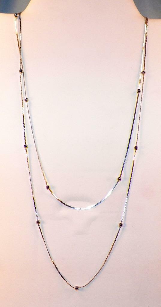 2 Sterling Silver Necklaces Matching Dainty Chains Beads 22.5 & 20in. Nice