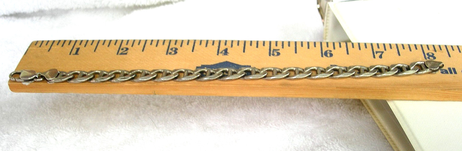 Solid MARINER Chain Bracelet .925 Sterling Silver 7.8mm, 22.33 Grams Italy 8″