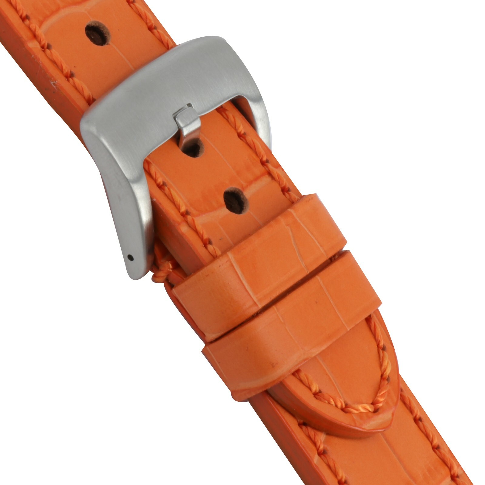 26mm Grain Leather Strap Orange Watch Band for INVICTA Heavy Duty Buckle Orange