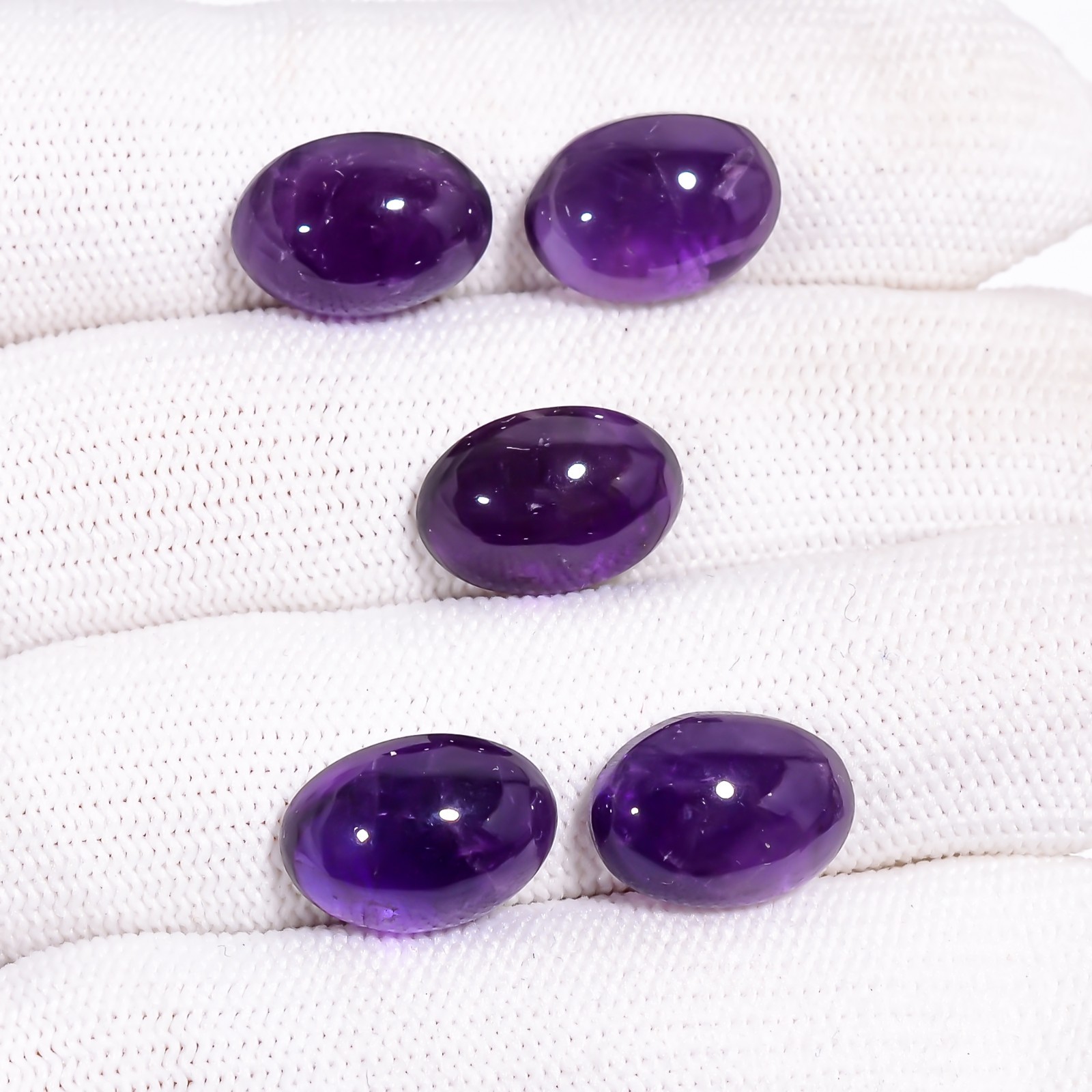 Natural purple Amethyst Oval Shape Gemstone Cabochon 5 Pc Lot 29.5 Cts 14X10X5mm