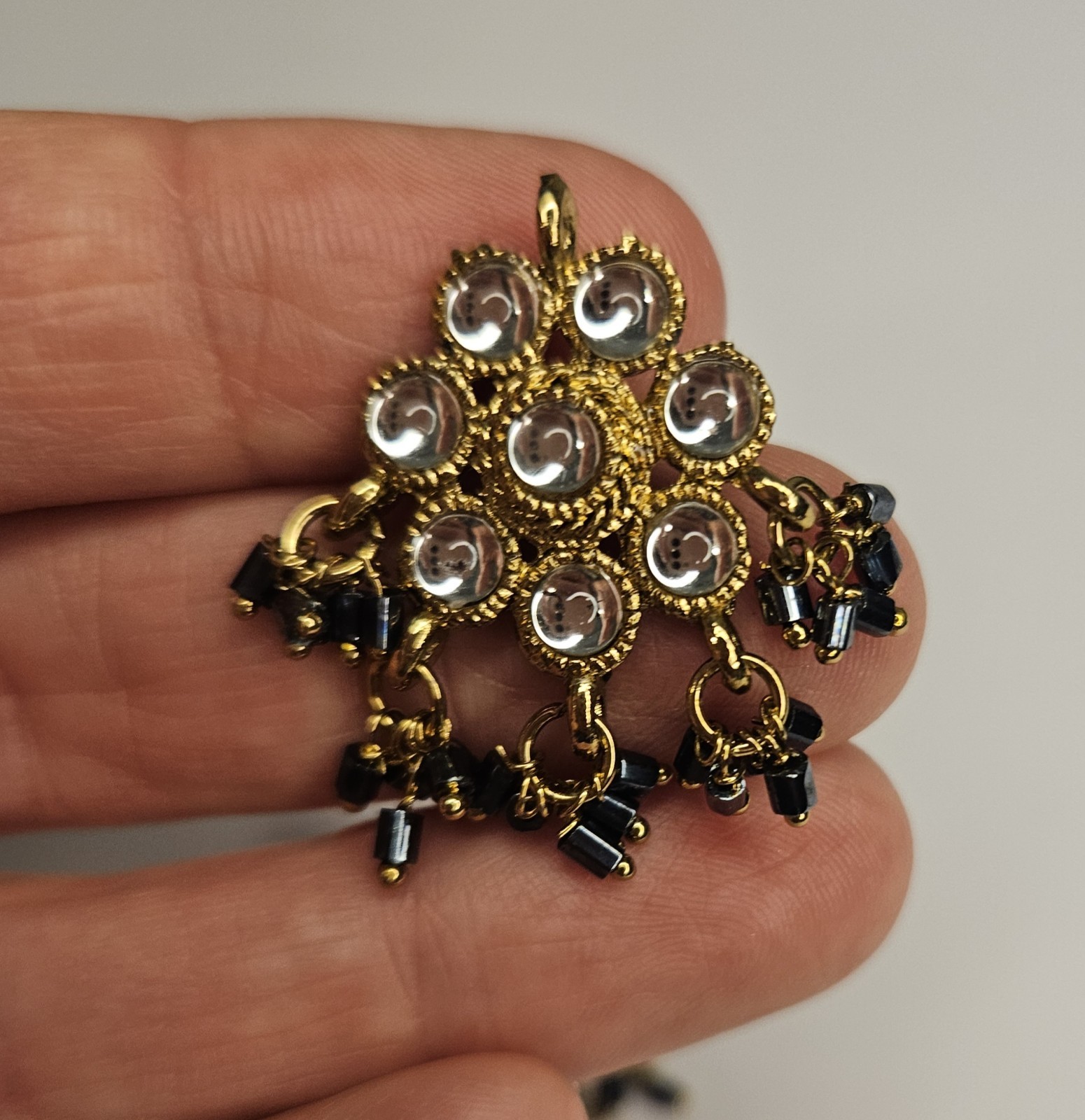 Gold Tone Clear Round Crystal Bezel Chandelier Dangle Earrings
