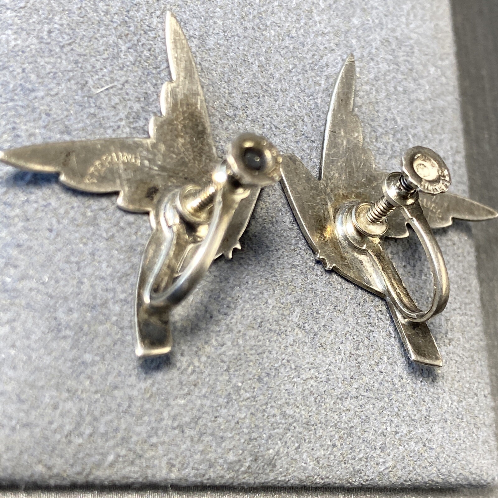 Vintage Screw-Back Earrings Estate Fine Jewelry Pre-Owned Bird Dove Piece Sterl