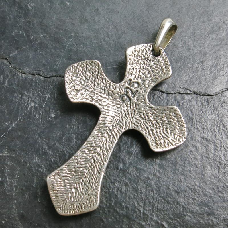 925 Solid Sterling Silver Men’s Biker Unisex Cross Pendant Unique Textured