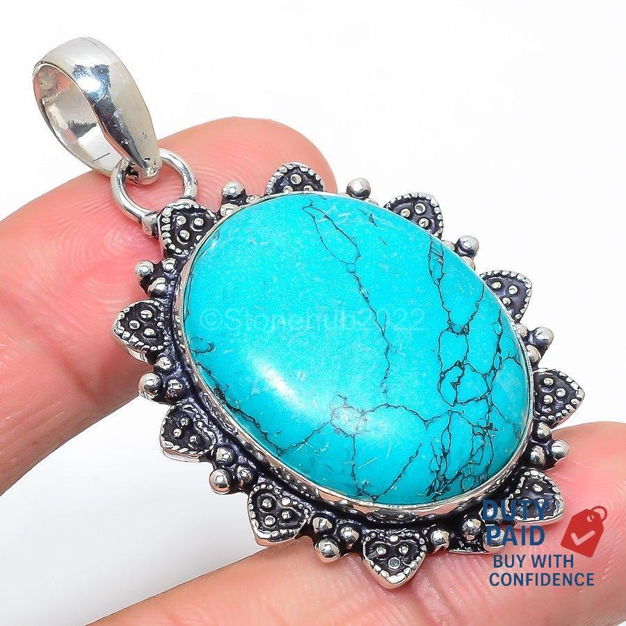 Santa Rosa Turquoise 925 Silver Channel Set Trendy Daughter Boho Pendant Jewelry