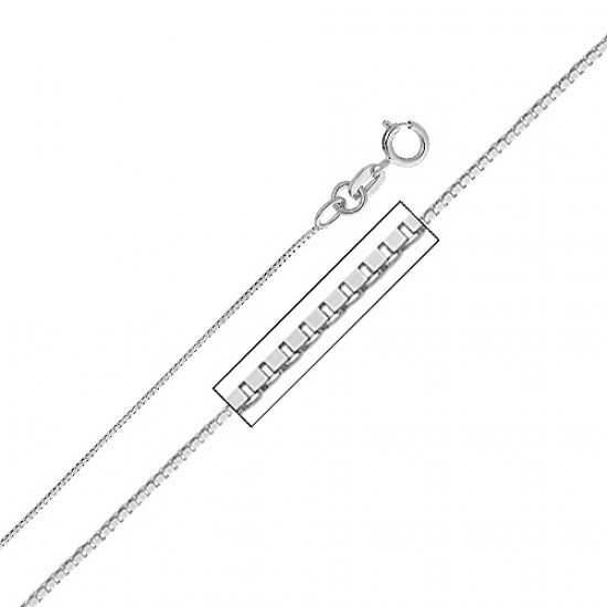 Solid 14k White Gold 0.8mm Box Chain 16 18 20 22 24 26 Inches