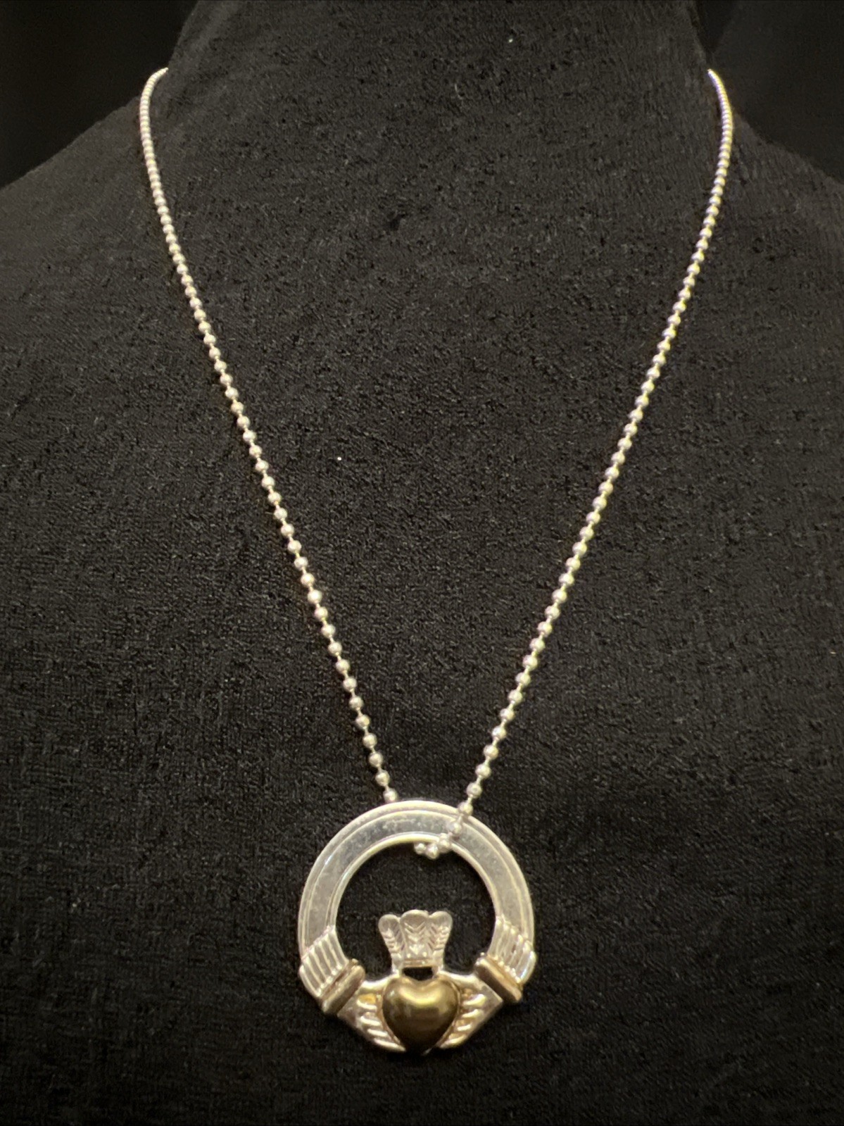 Celtic Claddagh Medallion Mixed Metals 16 Inch Traditional Friendship