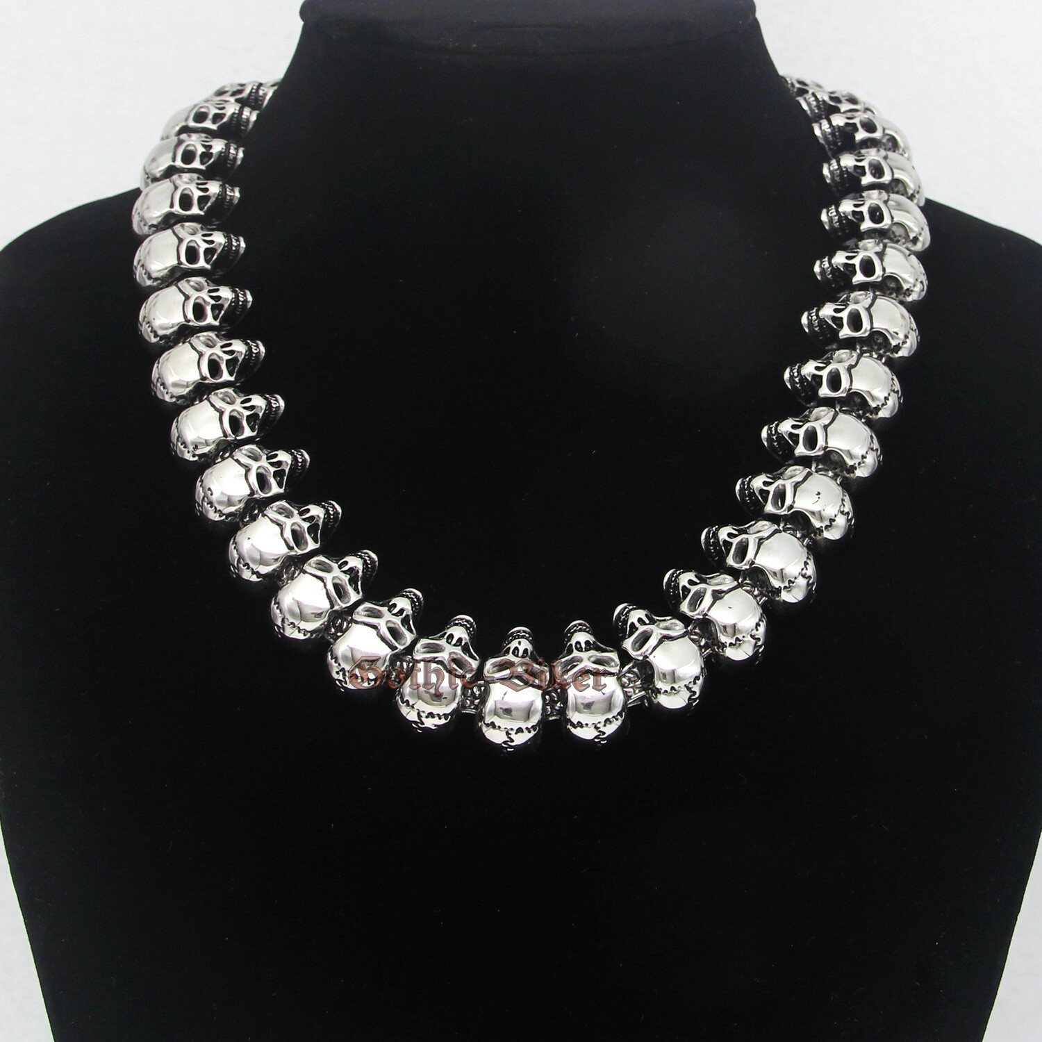 Men’s Heavy 316L Stainless Steel Skull Head Chain Necklace Gothic Biker Bracelet