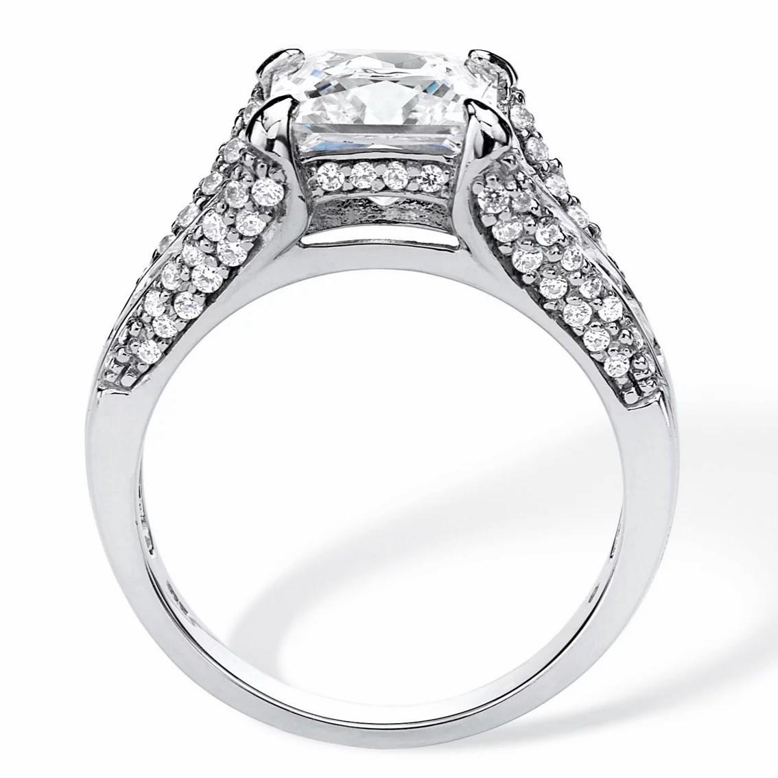 PalmBeach Princess-Cut Cubic Zirconia Ring in Platinum-plated Sterling Silver