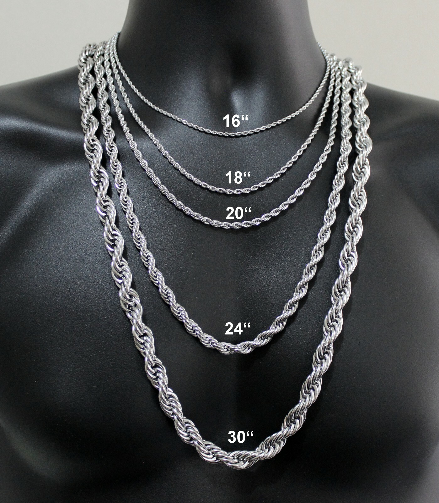 Stainless Steel Rope 316L Chain 2mm-10mm Durable Quality Men’s Women’s Necklace