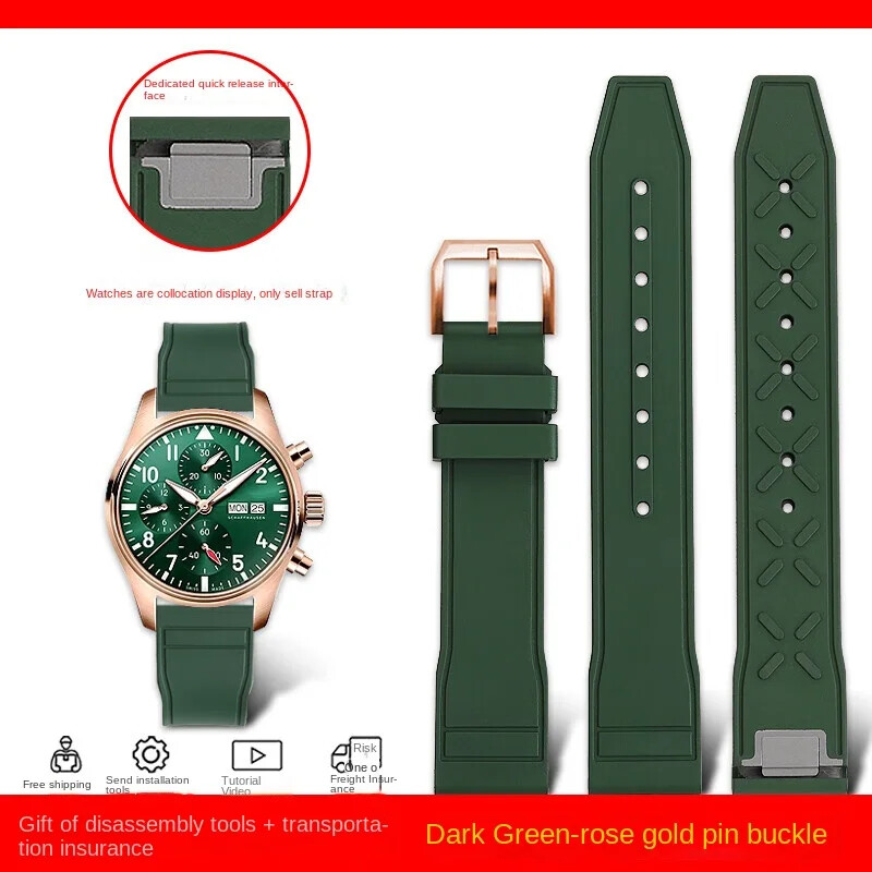 Fluoro Rubber Watch Strap for IWC Pilot IW388103/101 20 21mm Quick Release Band
