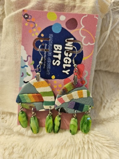 Brand New Handmade Clay Dangle Earrings Colorful Unique Great Gift. Ships Fast