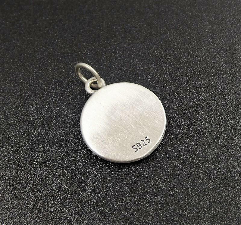 Handmade Sterling Silver Ocean Wave and Sun Small Round Charm Pendant Unique