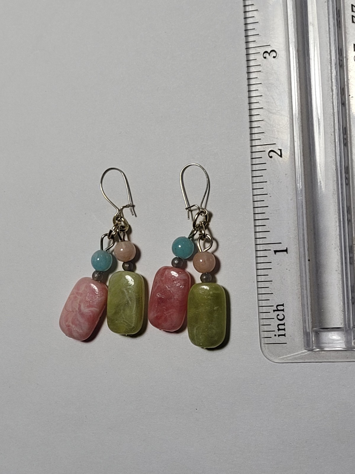 Natural Quartz Earrings Multicolored Beaded Goldtone Wire Hook Fashion Jewelry