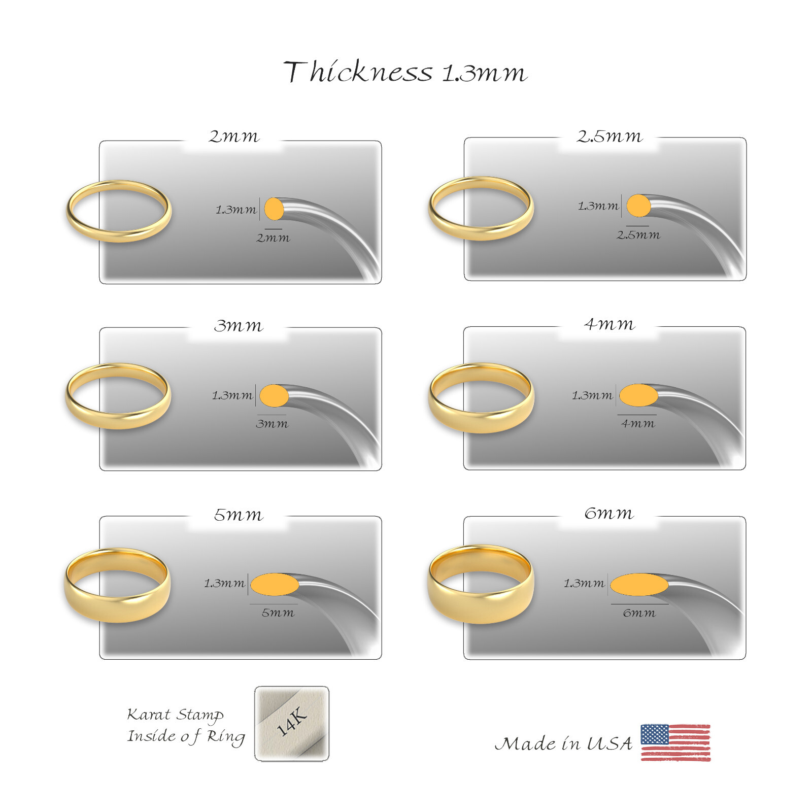 with packaging 14K Yellow Gold 15mm 2mm 25mm 3mm 4mm 5mm 6mm Comfort Fit G2U