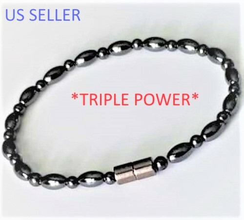 TRIPLE POWER Therapeutic Magnetic Hematite Bracelet Anklet Necklace Magnet Clasp