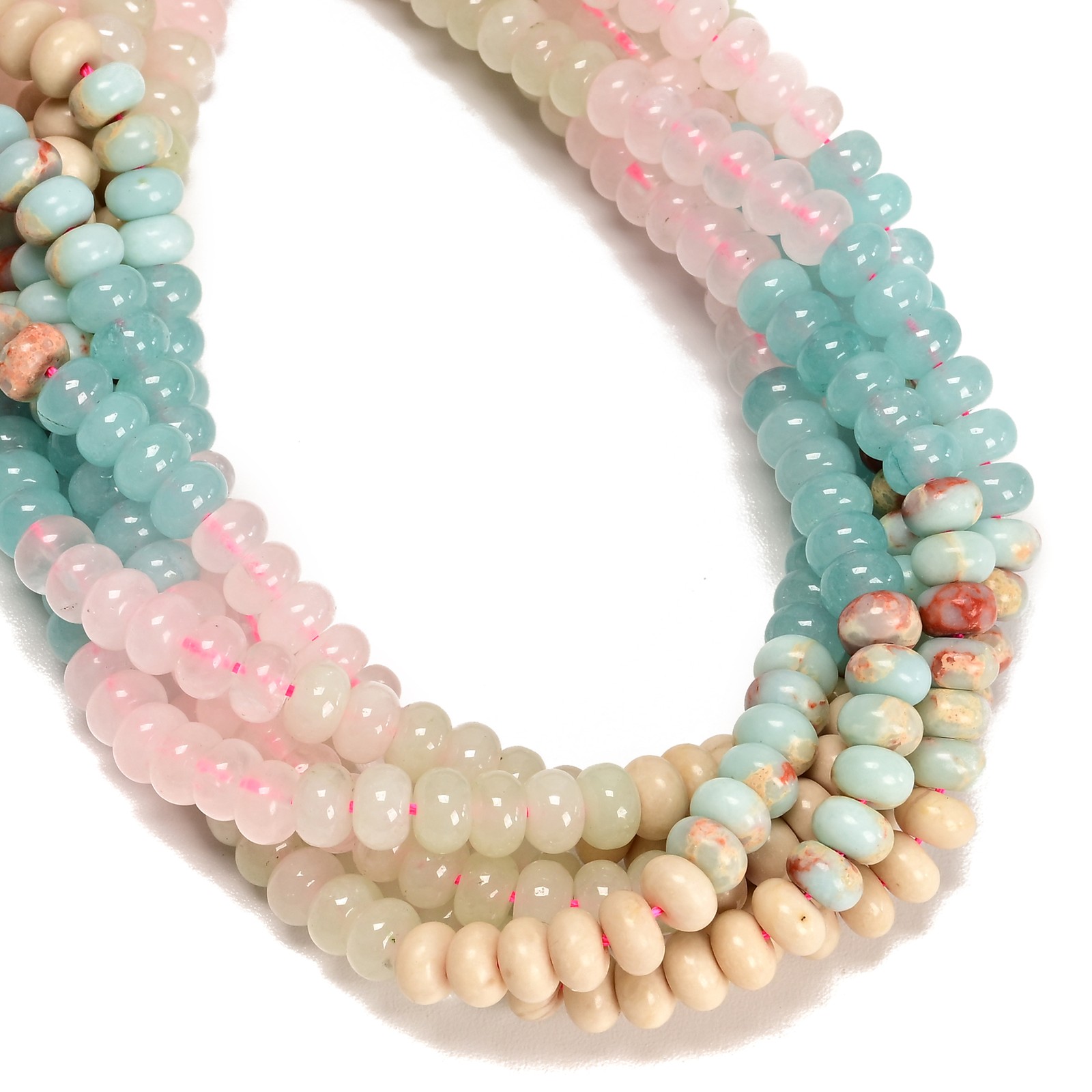 11-Multi-color Gemstone Smooth Rondelle Beads Size 5x8mm 15.3″ Strand