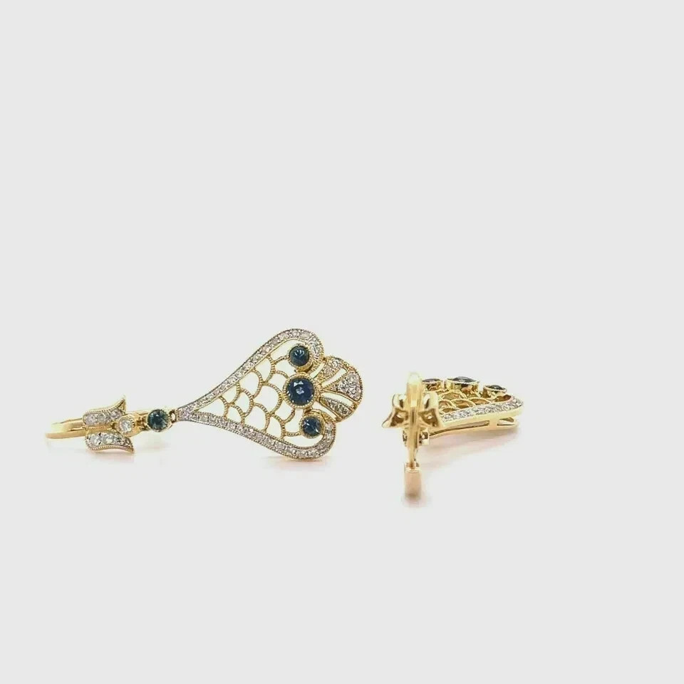 2Ct Round Cut Tanzanite Drop Dangle Leverback Earrings In 14K Yellow Gold Plated