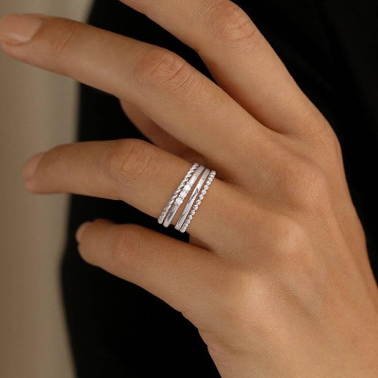 S925 Sterling Silver Rings for Non Tarnish,Dainty Stackable Thumb rings for ,…