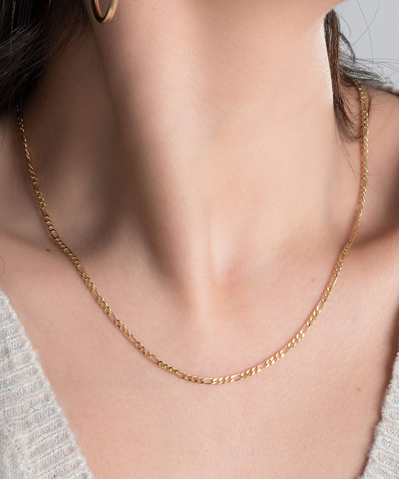 18K Gold Plated Figaro Chain Necklace 2MM, 2.5MM, 3MM, 4MM, 4.5MM & 5MM for W…