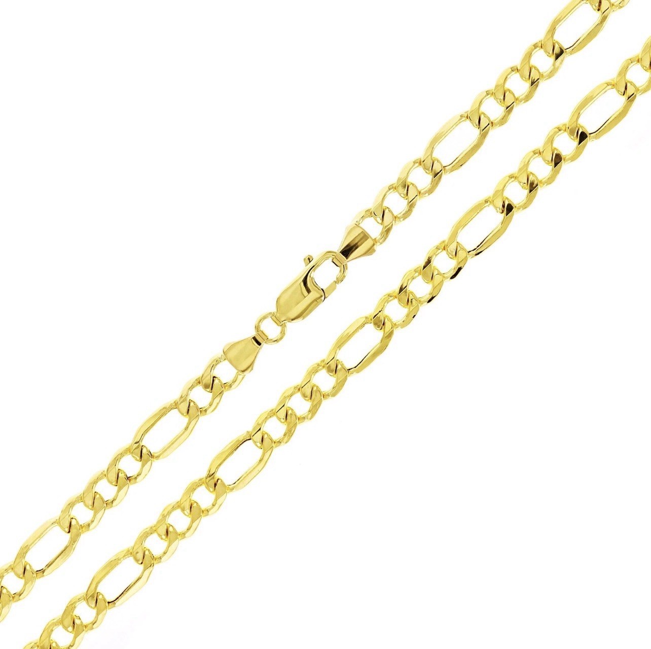 Italian 10k Yellow Gold Semi-Solid Figaro Chain Necklace 22″ 5mm 5.3 grams