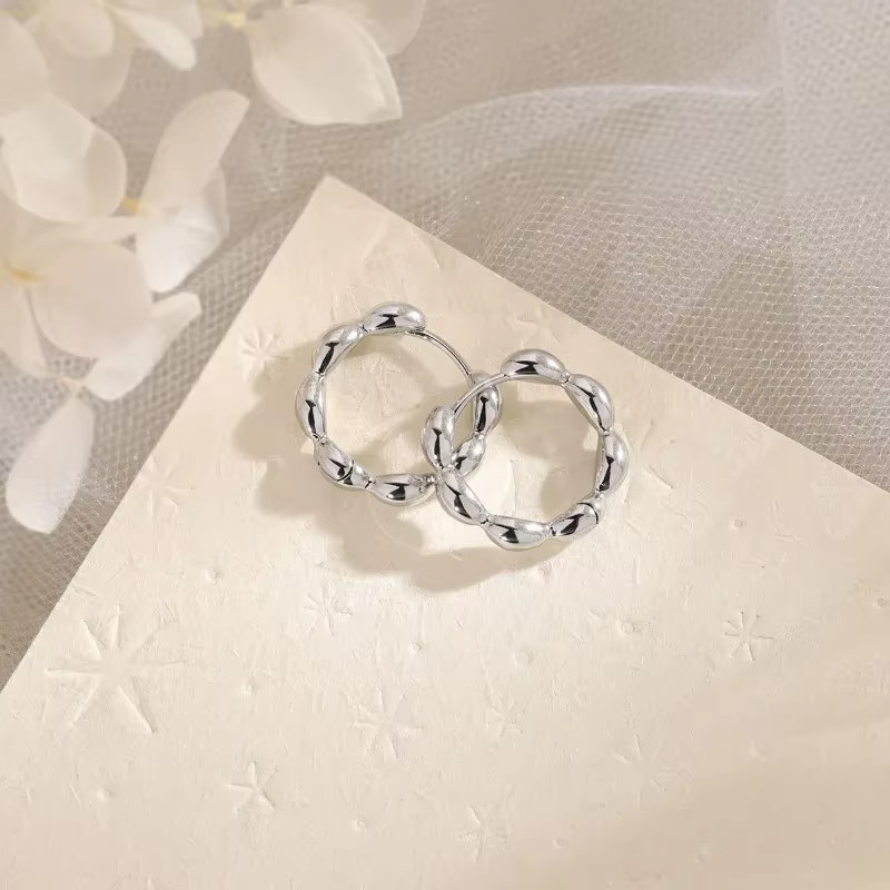 10mm Organic Textured Bubble Hoop Earrings Small Chunky Huggie Women Gift