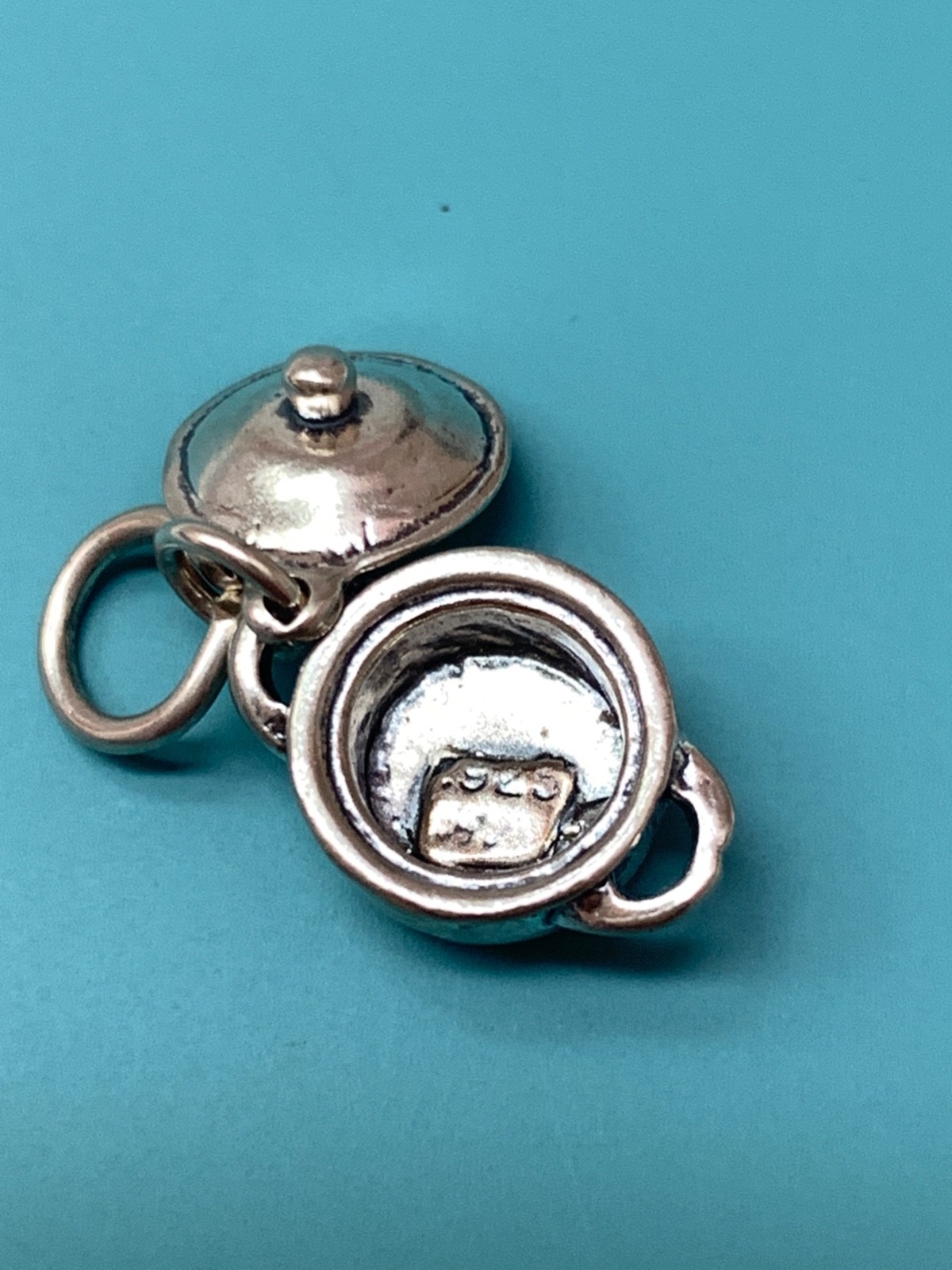 .925 Cooking Pot and Lid Sterling Silver Jewelry Charm #chef #cook