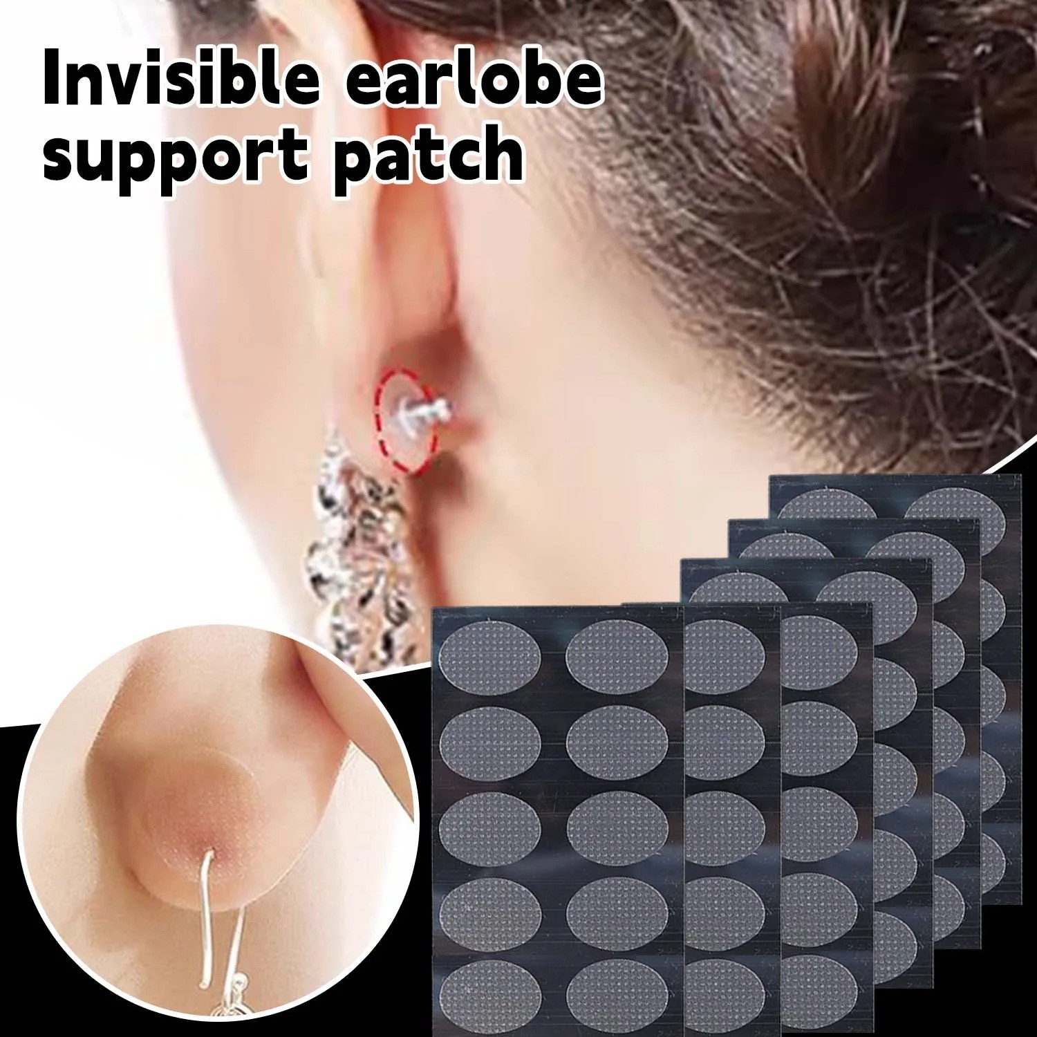 Outus 100Pcs Earlobe Support Stickers for Heavy Earrings Split Ear Protection