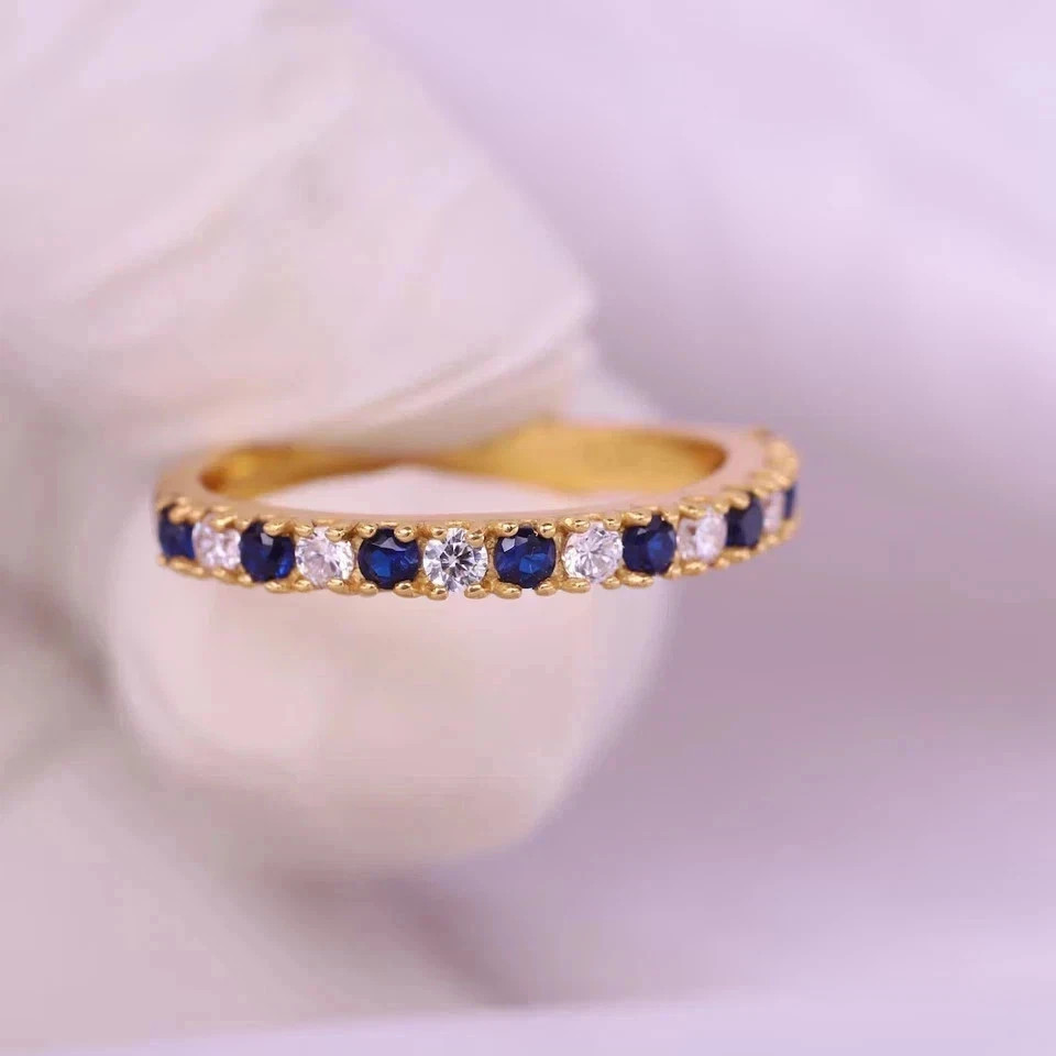 2 Ct Round Lab Created Diamond Eternity Engagement Ring 14k Yellow Gold Plated