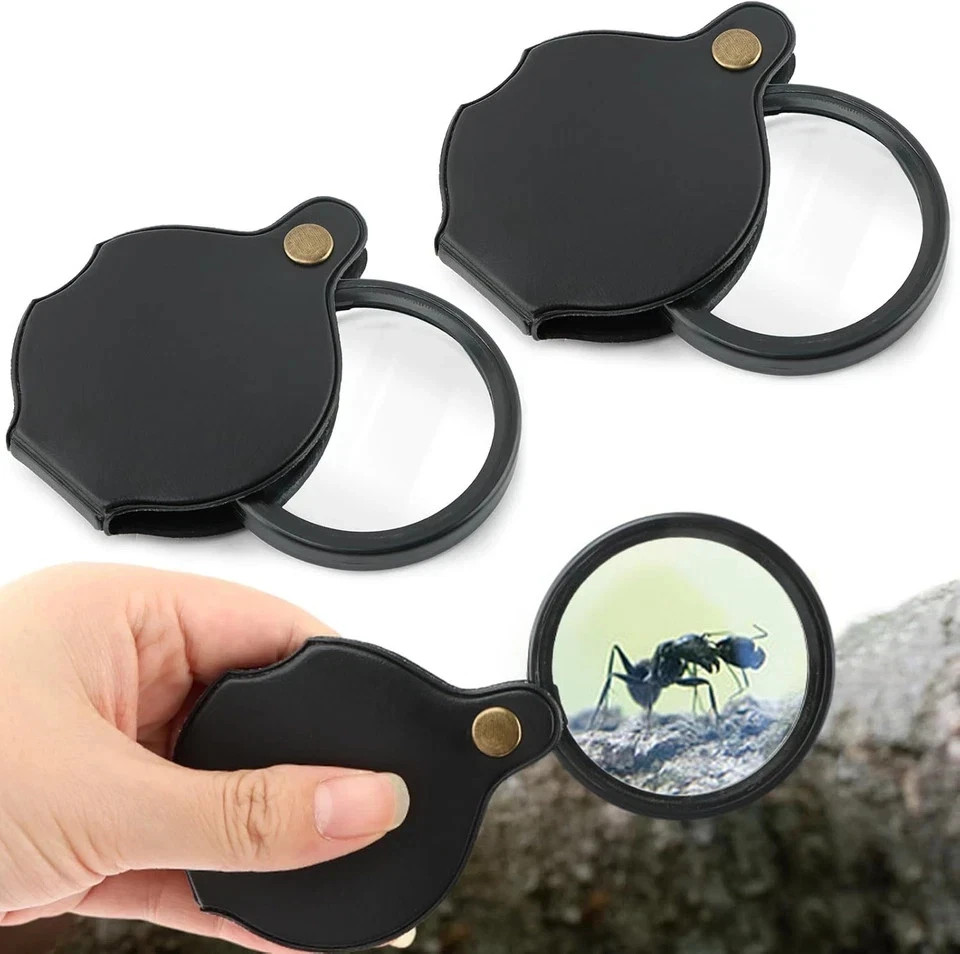 20X Pocket Magnifier, 2Pcs Mini Folding Magnifying Glass for Reading and Inspect