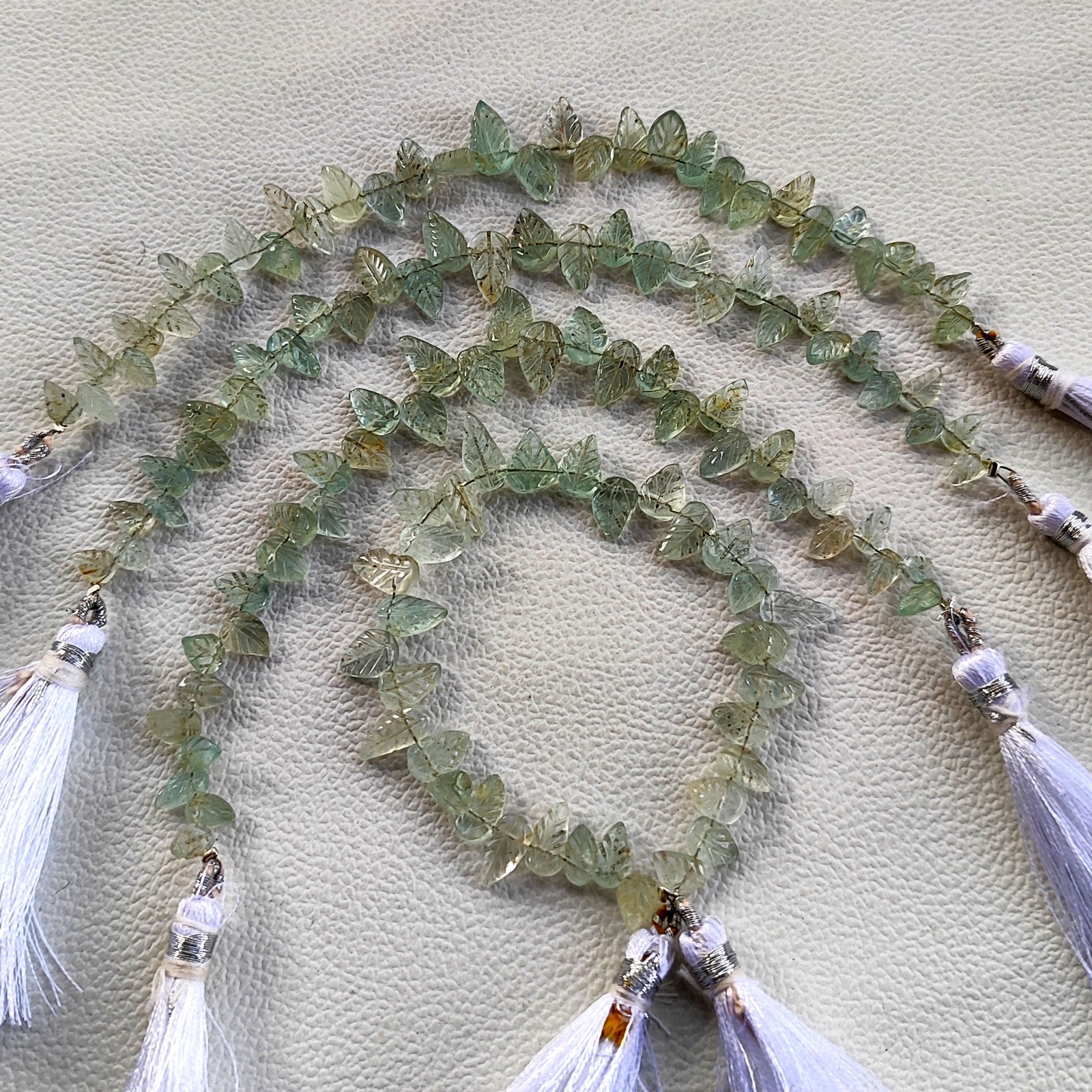 Brazil Aquamarine 6-9mm Carved Leaf Shape Beads 7 Inch Strand Natural Gemstone