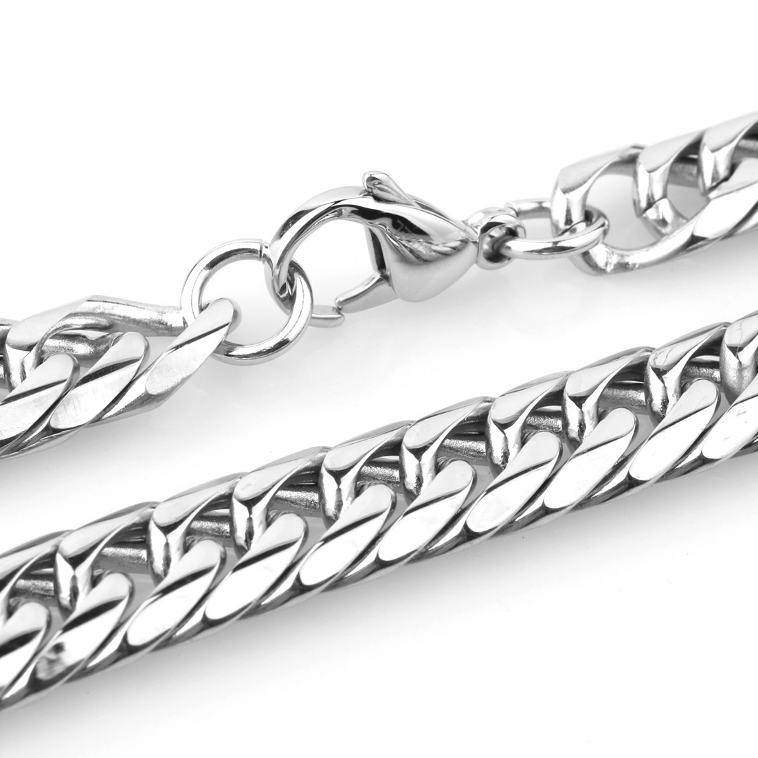 7″~40″13/16mm Charming Men’s Chain 316L Stainless Steel CURB CUBAN Link Necklace