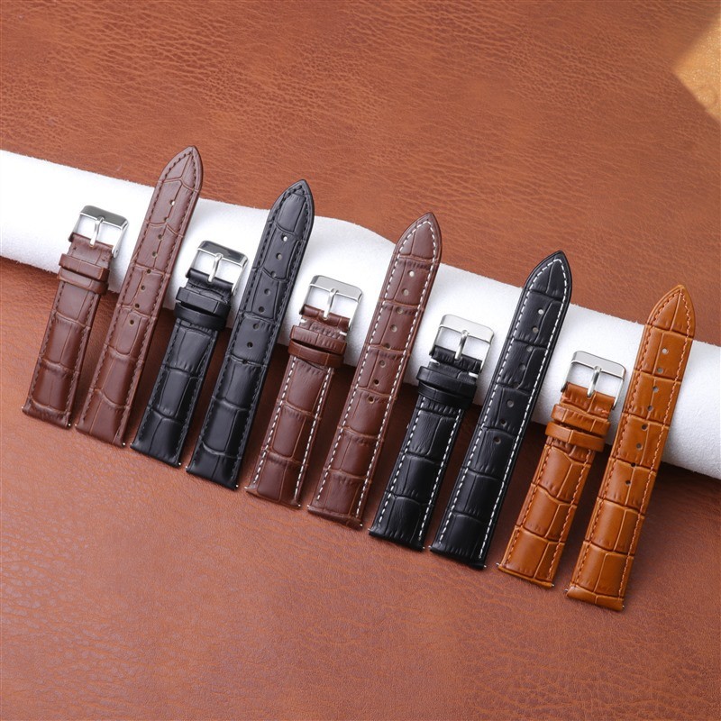 Quick Release Double-sided Genuine Leather Watch Strap Pin Buckle Band 18mm-24mm