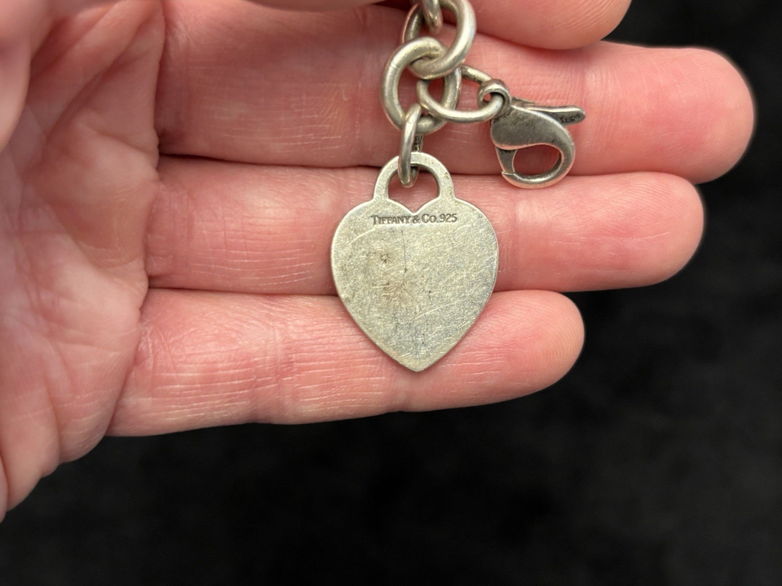 7.5″ Authentic Tiffany & Co. Heart Charm Tag Bracelet Engraved w/ Name Annamaria