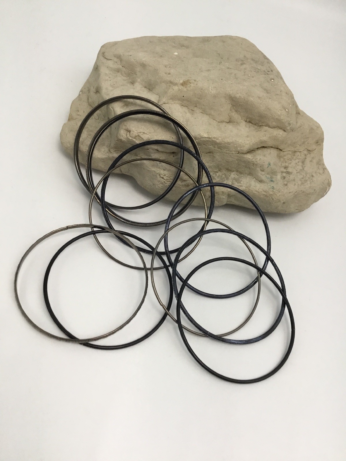 11 Black Dark Tone Bracelets Wire Type Assorted Shapes Designs Fashion Lot