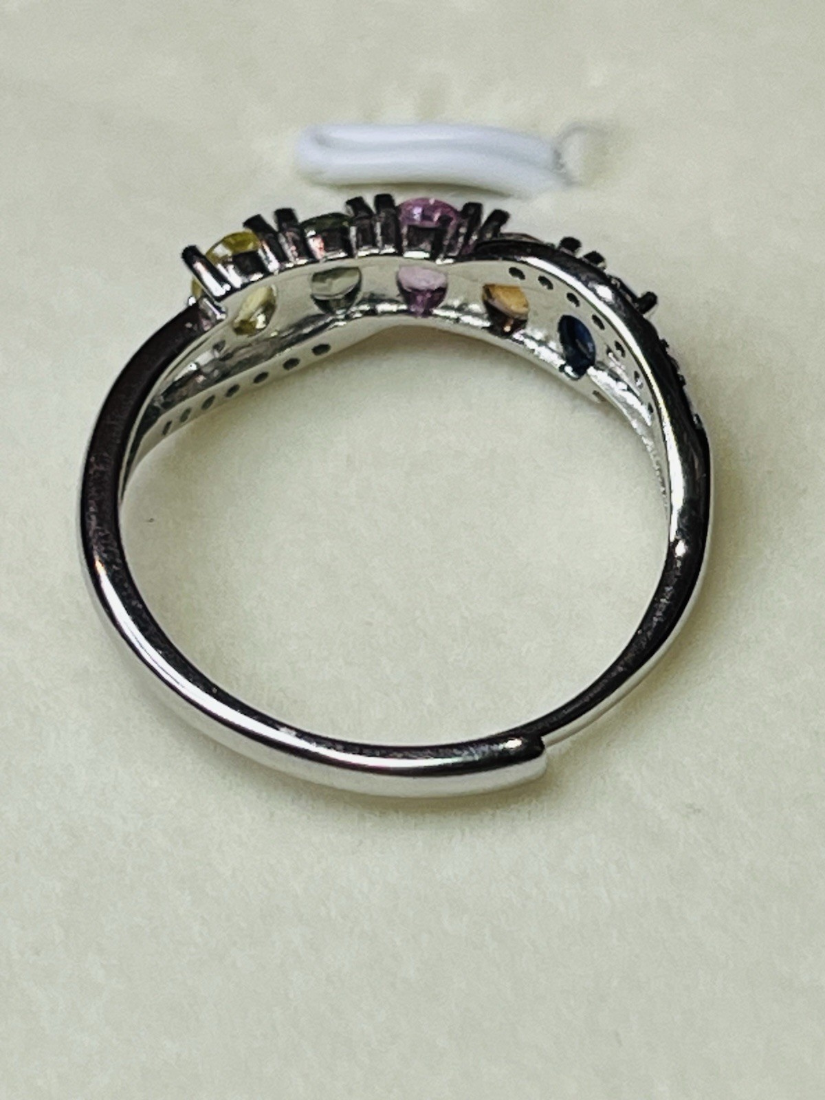 925 Sterling Silver Natural Sapphire Pink Blue Green Orange Yellow Band Ring