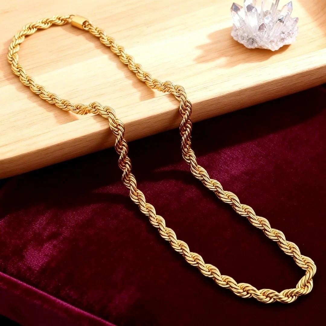 18k Gold Filled Italy Twist Rope Necklace Heavy Solid Chain 2mm 3mm 4mm 5mm 6mm
