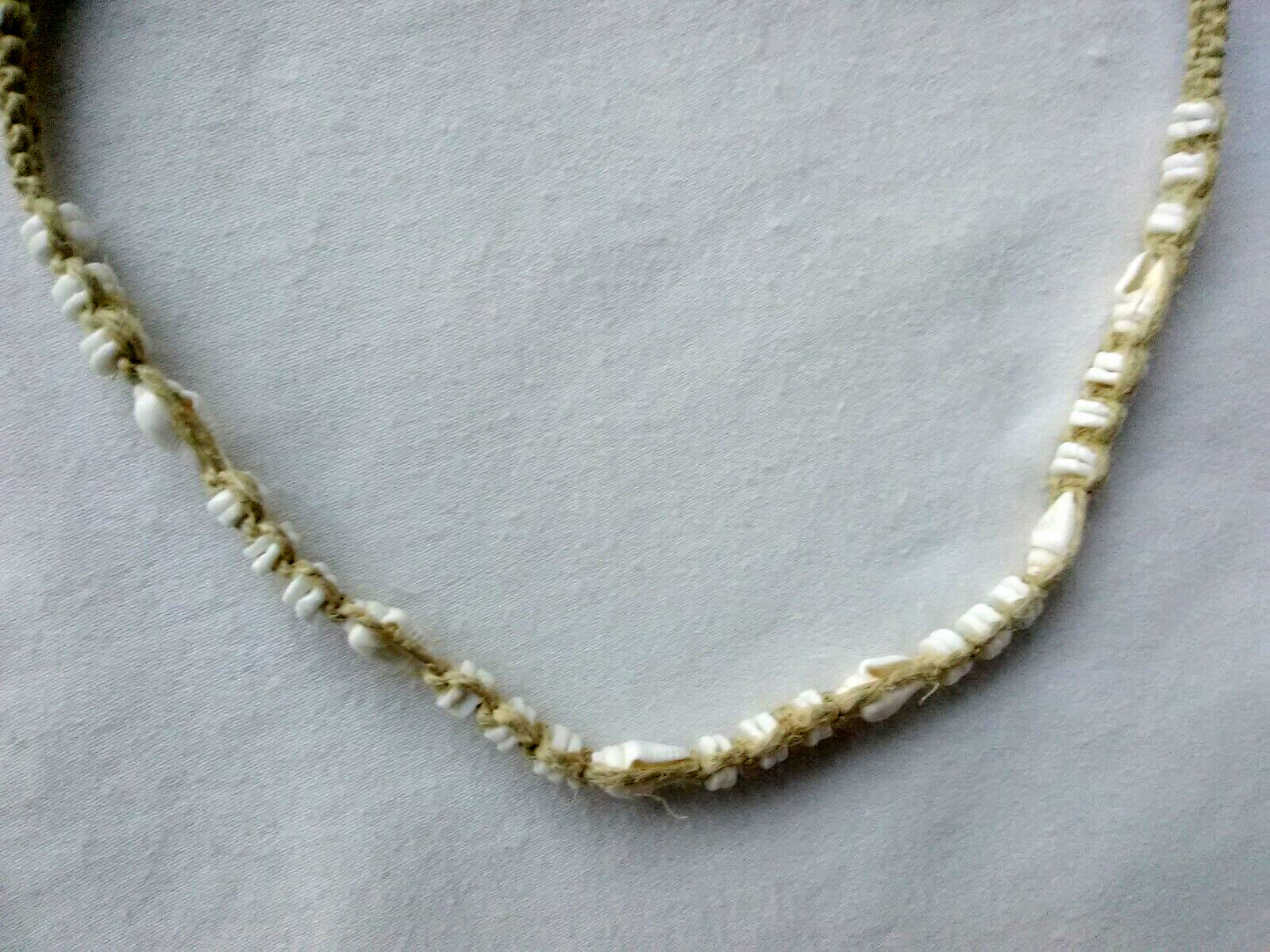 HEMP SURFER CHOKER NECKLACE Unisex Puka Shells Macrame 17″ New USA Seller