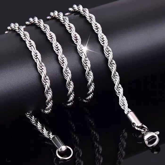 925 Silver Plated Water Wave Chain Necklace 3mm 4mm Jewelry Men Women 16-22″ US